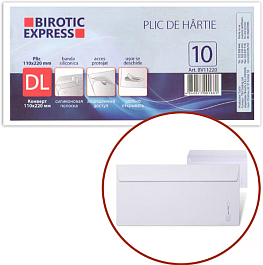 картинка Plic BIROTIC Express DL 110x220mm banda silicon, 10 buc, BV11220 magazinul BookStore in Chisinau, Moldova