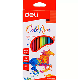 картинка Creioane colorate DELI Run, 12 culori, DLEC00100 magazinul BookStore in Chisinau, Moldova