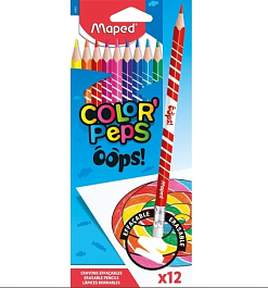 картинка Creioane colorate MAPED Black Erasable, 12 culori, 832812 magazinul BookStore in Chisinau, Moldova