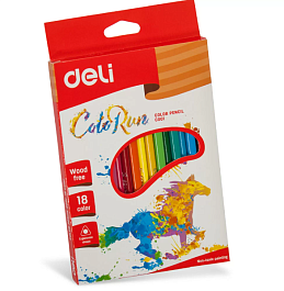 картинка Creioane colorate DELI Run, 18 culori, DLEC00110 magazinul BookStore in Chisinau, Moldova