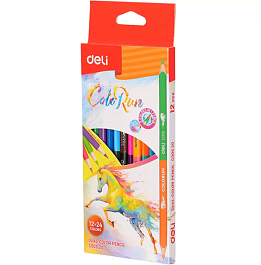 картинка Creioane colorate DELI Run DUO, 12 bucati - 24 culori, DLEC00520 magazinul BookStore in Chisinau, Moldova